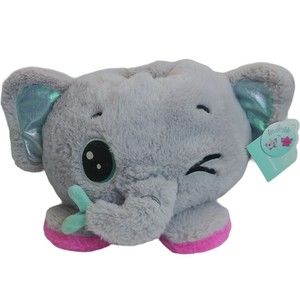 NWT Hug Me Pink Gray Elephant Plush Reversible Stuffed Animal Grey Blue Soft Toy